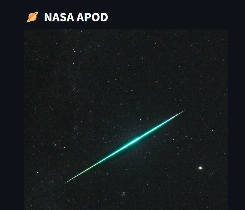 Screenshot of the API NASA Sky Application.